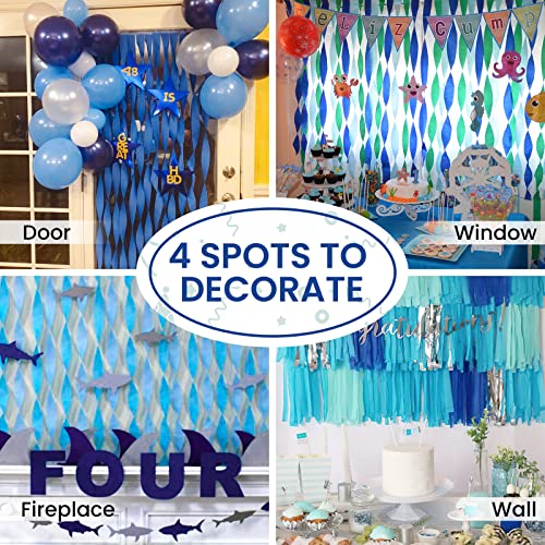  White Blue Streamers Party Decorations,Crepe Paper Streamers  8Rolls with Tinsel Curtain Party Backdrop Glitter,White and Blue Streamers  in 4 Pastel Colors for Birthday,Photo Booth Party,Wedding : Home & Kitchen