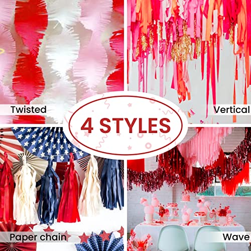 PartyWoo Crepe Paper Streamers 6 Rolls 492ft, Pack of Metallic Gold, Red,  Heart and White Crepe Paper for Birthday Decorations, Party Decorations
