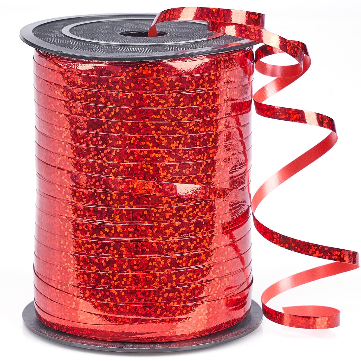 PartyWoo Red Ribbon, 500 Yard Curling Ribbon for Crafts, Iridescent Crimped Ribbon, Shiny Metallic Ribbon for Gift Wrapping, Ribbon for Balloons String, Florist Flower, Christmas (1 Roll)